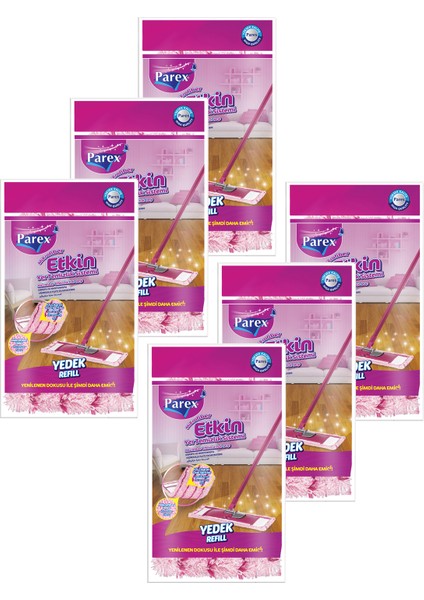 Etkin Yer Temizlik Sistemi Mikrofiber Yedeği Altılı Paket