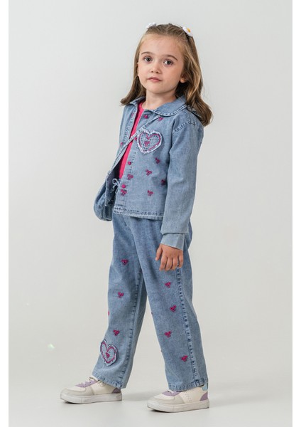 Kalp Nakışlı Çantalı Kız Çocuk 4\'lü Takım - 26K 2242 modelleri