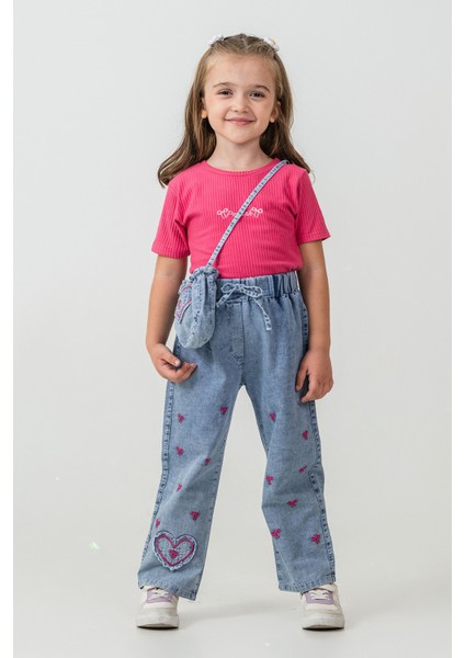 Kalp Nakışlı Çantalı Kız Çocuk 4\'lü Takım - 26K 2242 fırsatları