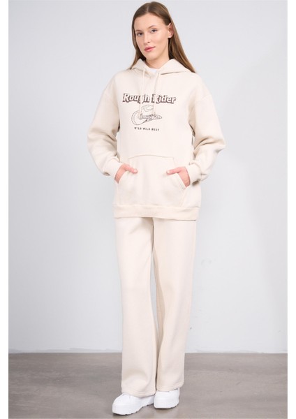 Çetinkaya Fithit 8621 Kadın Kapüşonlu Oversize Baskılı Sweatshirt Taş fiyatları