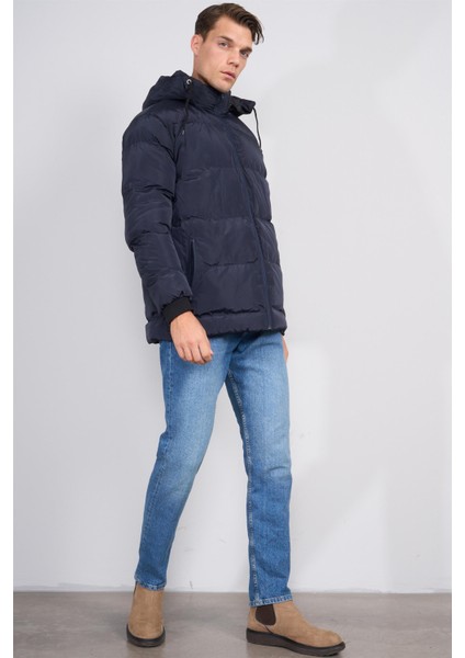 400 Lacivert Erkek Kapüşonlu Astarlı Dolum Mont fiyatları