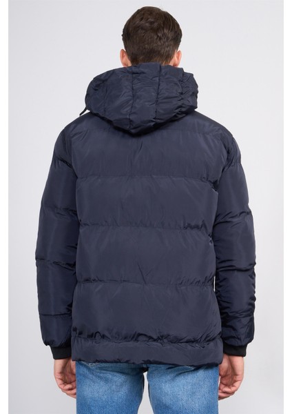 400 Lacivert Erkek Kapüşonlu Astarlı Dolum Mont fırsatları