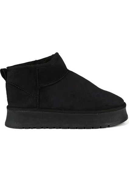 Mini Koyu Süet Içi Kürklü Kalın Taban Kadın Bot