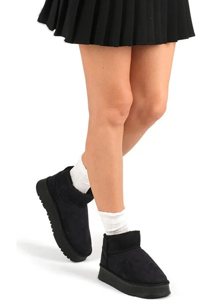 Mini Koyu Süet Içi Kürklü Kalın Taban Kadın Bot fırsatları