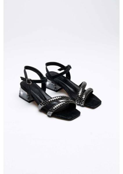 Modaserdem Rule Siyah Taşlı Kadın Topuklu Sandalet fırsatları