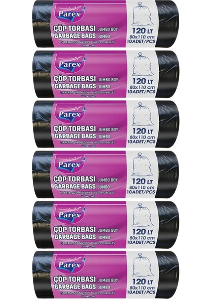 Professional 10'lu Çöp Torbası Jumbo Boy 80 x 110 cm Altılı Paket