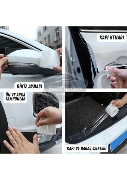 Üniversal Araç Içi Şeffaf Kapı Eşik Bandı Arka Tampon Eşiği Koruma Folyosu Orijinal Hava Kanallı Yapışkanlı Ithal Çok Amaçlı Tampon Koruma 5 Metre ONP317 modelleri