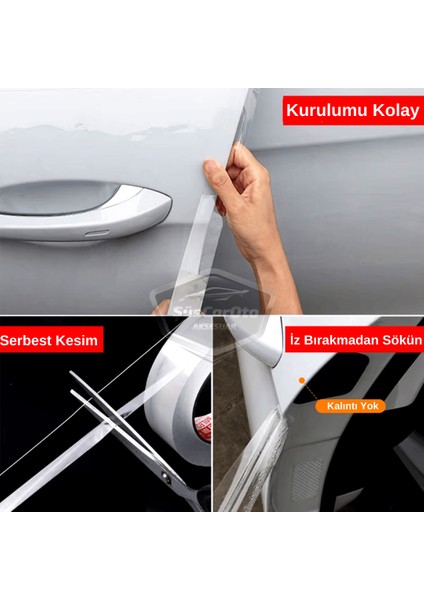 Üniversal Araç Içi Şeffaf Kapı Eşik Bandı Arka Tampon Eşiği Koruma Folyosu Orijinal Hava Kanallı Yapışkanlı Ithal Çok Amaçlı Tampon Koruma 5 Metre ONP317