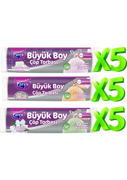 Büyük Boy 15 Adet Büzgülü Kokulu Çöp Torbası Paketi