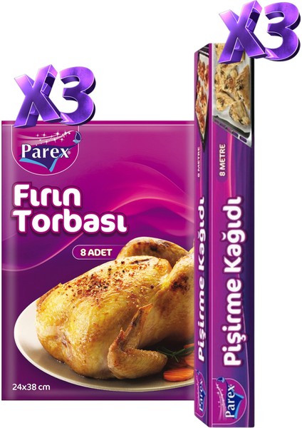 3 Paket Pişirme Kağidi ve 3 Paket Fırın Torbası Set