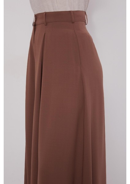 Kahve Geniş Paça Piliseli Pantolon Etek fırsatları