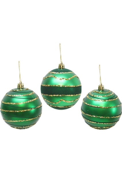 Yılbaşı Topu altın Sim Çizgili – Çam Ağacı Süsü Yeşil 8 cm 3'lü fiyatları