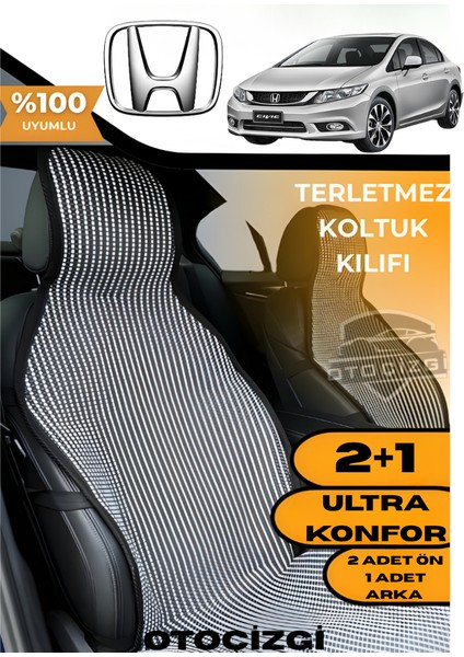 Honda Civic Uyumlu Siyah Kilim Tipi Terletmez Koltuk Kılıfı 2+1 Ultra Konfor Seti