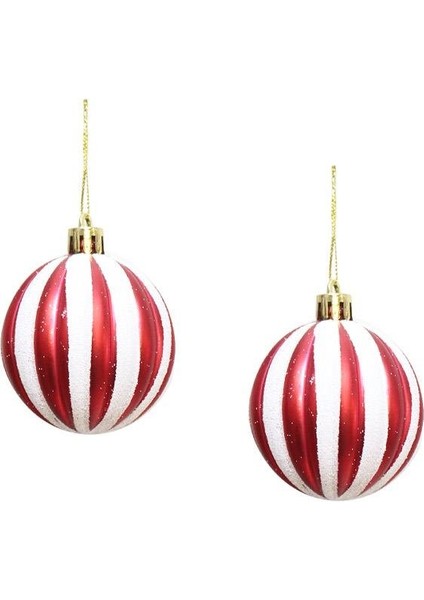 Yılbaşı Ağaç Süsü Kırmızı-Beyaz Dilim Desenli 6 cm 2'li fiyatları
