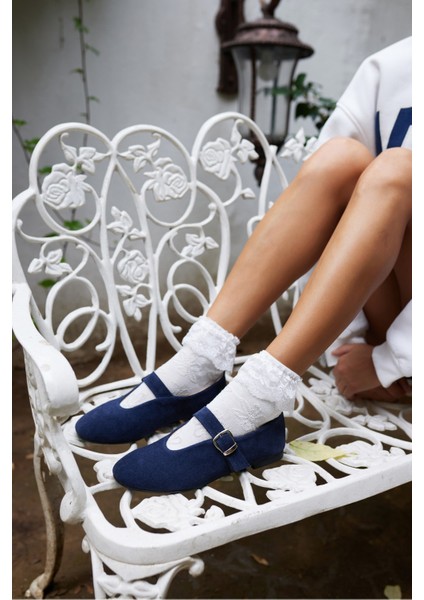 Potter Kadın Lacivert Gercek Suet Babet fırsatları