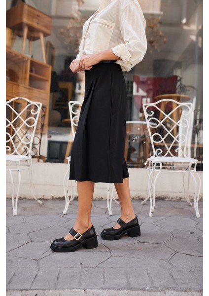 Cooper Kadin Siyah Gercek Deri Marry Tarz Ayakkabi