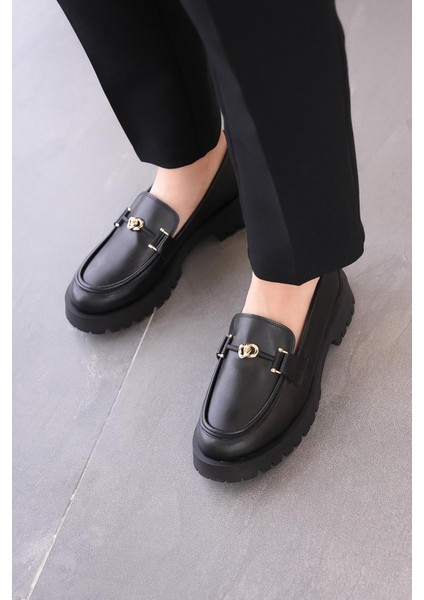 Herminia Ithal Toka Detaylı Leofer Kadın Günlük Ayakkabı Siyah