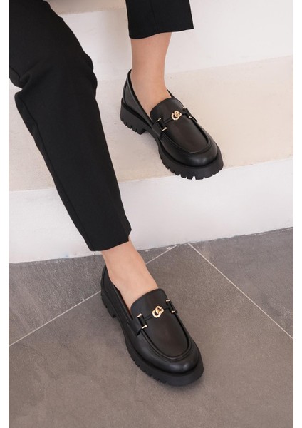 Herminia Ithal Toka Detaylı Leofer Kadın Günlük Ayakkabı Siyah modelleri