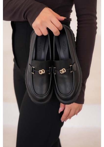 Herminia Ithal Toka Detaylı Leofer Kadın Günlük Ayakkabı Siyah fırsatları