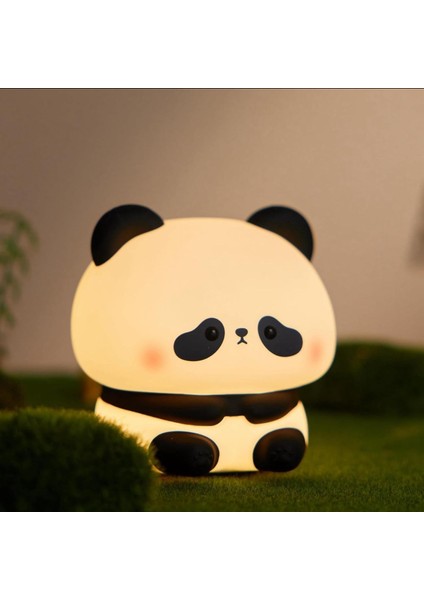 Sevimli Panda Gece Lambası – USB Şarjlı Silikon Dokunmatik LED Işık, Çocuk Odası Dekoru, Renk Değiştiren Gece Işığı