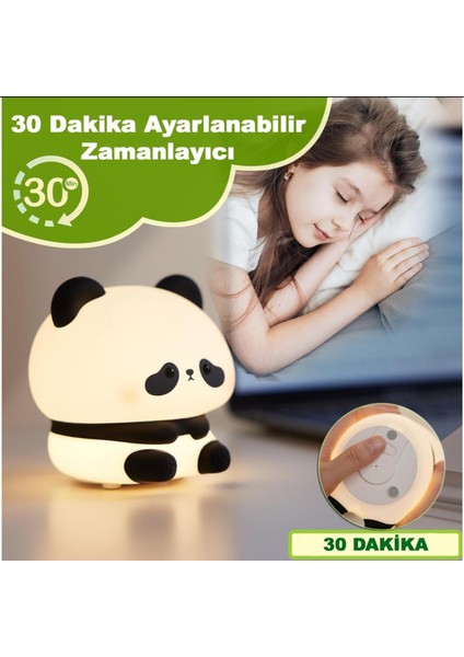 Sevimli Panda Gece Lambası – USB Şarjlı Silikon Dokunmatik LED Işık, Çocuk Odası Dekoru, Renk Değiştiren Gece Işığı fiyatları