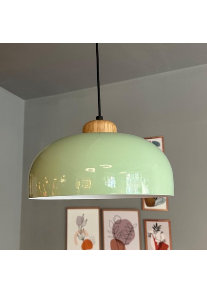 Mint Rocha Metal Avize Geniş Ahşap Başlık Salon Masaüstü Mutfak Otel Tekli Avize Lamba Aydınlatma