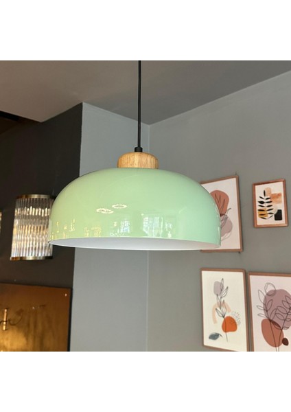 Mint Rocha Metal Avize Geniş Ahşap Başlık Salon Masaüstü Mutfak Otel Tekli Avize Lamba Aydınlatma