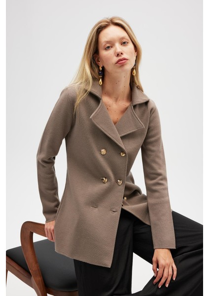 Jisha, Kadın Örme Triko Blazer Ceket - Vizon modelleri