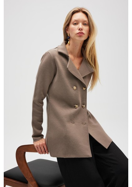 Jisha, Kadın Örme Triko Blazer Ceket - Vizon fırsatları