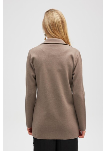 Jisha, Kadın Örme Triko Blazer Ceket - Vizon