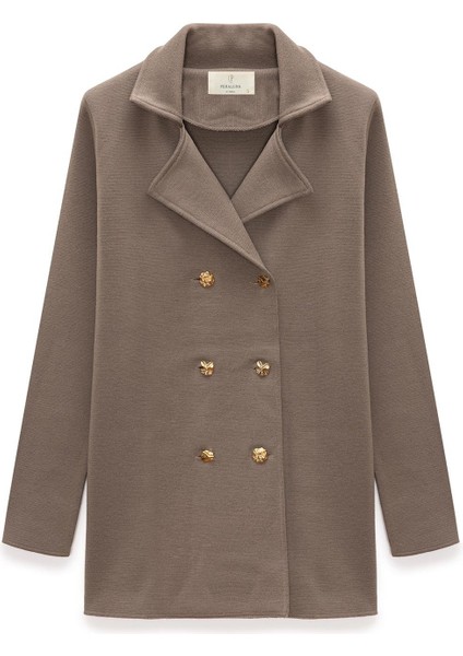 Jisha, Kadın Örme Triko Blazer Ceket - Vizon