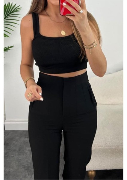 K26 1043 Sıyah Kadın Yuksek Bel Kalem Kesım Dar Paca Zara Model Kumas Pantolon fiyatları