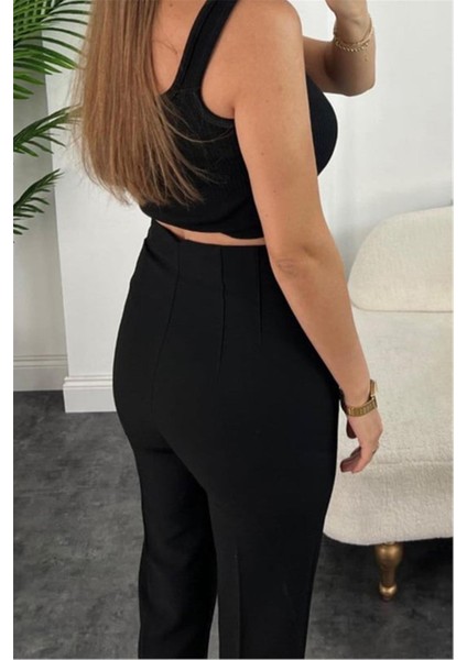 K26 1043 Sıyah Kadın Yuksek Bel Kalem Kesım Dar Paca Zara Model Kumas Pantolon fırsatları