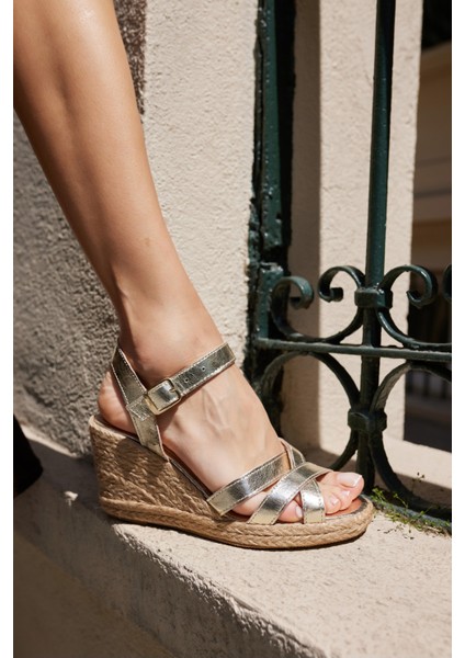 Susana Kadın Bej Bantli Espadril Taban Sandalet