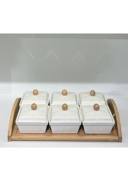 Tutku Lüks Kahvaltı Seti Porselen Bambu Kapaklı 6 Parça fiyatları