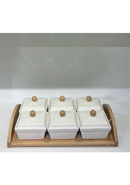 Tutku Lüks Kahvaltı Seti Porselen Bambu Kapaklı 6 Parça modelleri