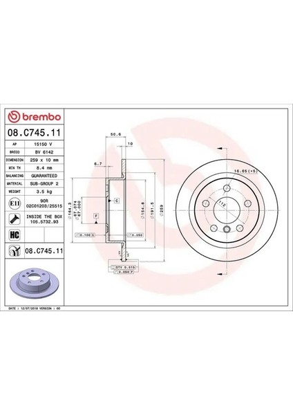 08C74511 Arka Fren Diski 34216799383 (2 Adet Fiyatıdır)