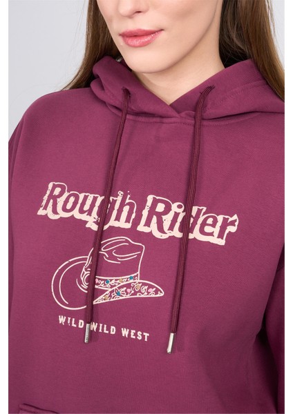 Çetinkaya Fithit 8621 Kadın Kapüşonlu Oversize Baskılı Sweatshirt Mürdüm modelleri