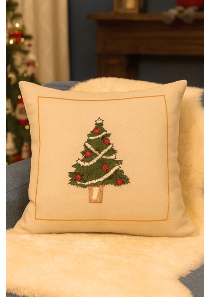 Yılbaşı Ağacı Desenli Dekoratif Yastık Kılıfı | Yeni Yıl Yastığı