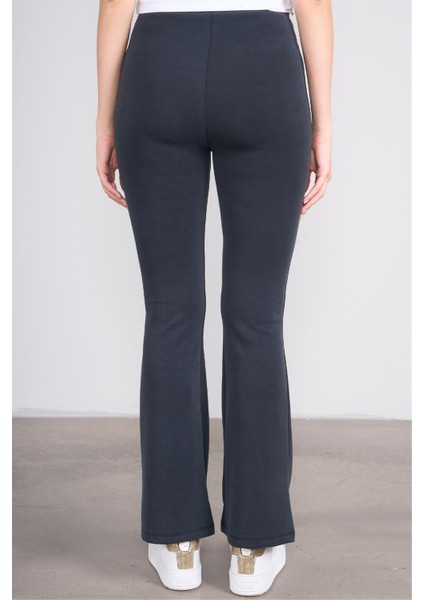 7023 Bayan Yüksek Bel Modal Ispanyol Paça Tayt Siyah