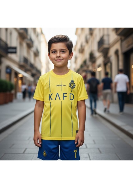 Al Nassr Fc Ronaldo Cr7 Sarı T-Shirt Çocuk Halısaha Forması