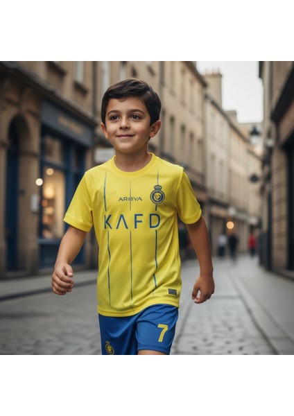 Al Nassr Fc Ronaldo Cr7 Sarı T-Shirt Çocuk Halısaha Forması fiyatları