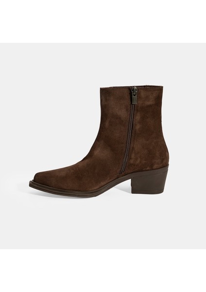 Kadın Kahve Kalın Topuklu Süet Bot modelleri
