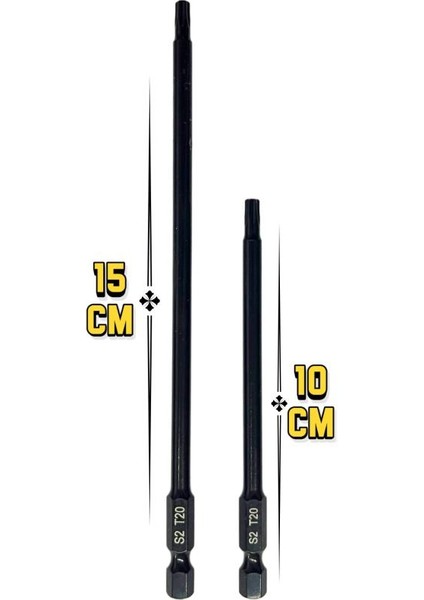 2’li T20 Torx 150 mm ve 100 mm Bits Uç Set T20 Bits Uç S2 Çelik modelleri