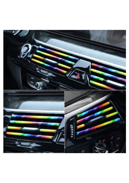 Araç Içi Klima Havalandırma Izgarası Dekoratif Şerit Trim Seti Gökkuşağı