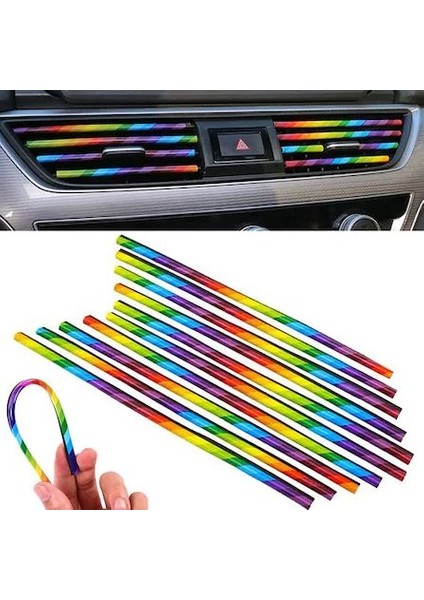 Araç Içi Klima Havalandırma Izgarası Dekoratif Şerit Trim Seti Gökkuşağı fiyatları