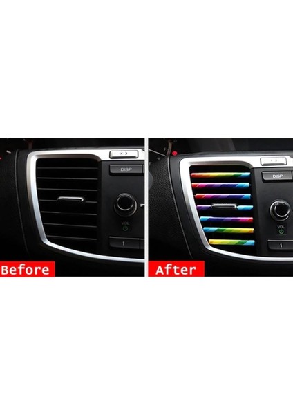 Araç Içi Klima Havalandırma Izgarası Dekoratif Şerit Trim Seti Gökkuşağı