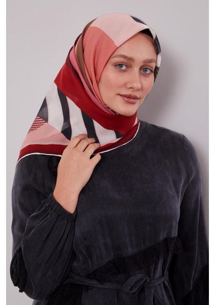 Kırmızı Geometrik Desen Pamuk Eşarp fiyatları