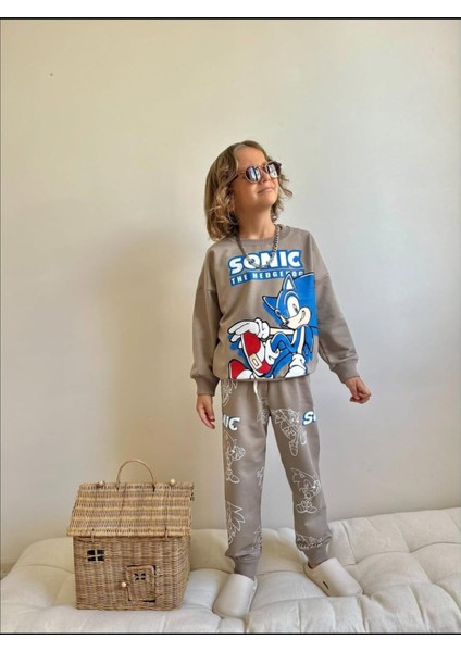 Erkek Çocuk Sonic Baskılı Alt Üst Eşofman Takımı 4069V modelleri