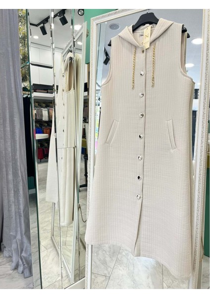 Nurgün Kapitone Yelek - Taş - 50